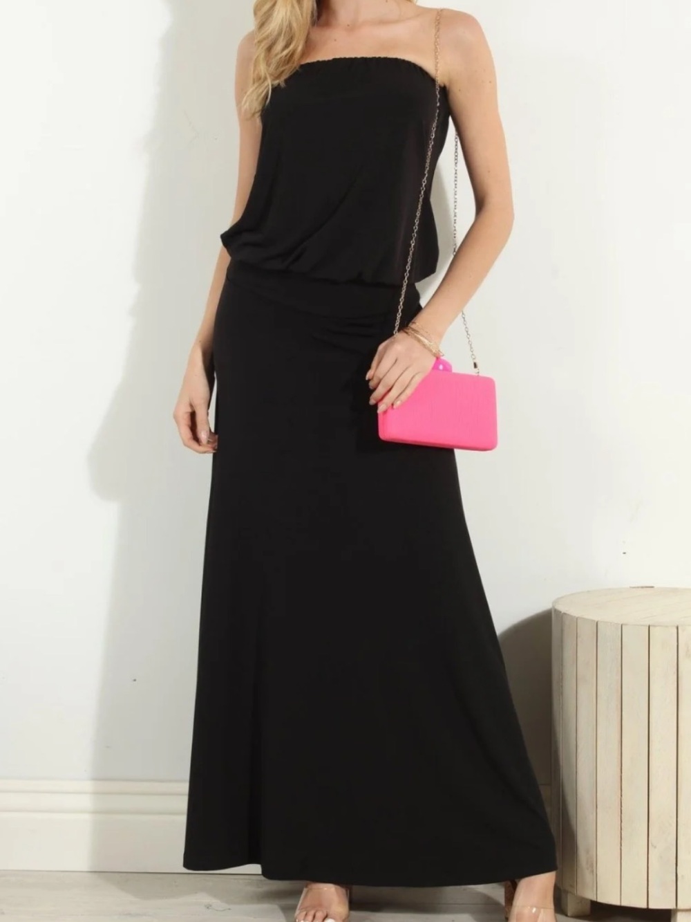 Veronica M Strapless Black Maxi Dress